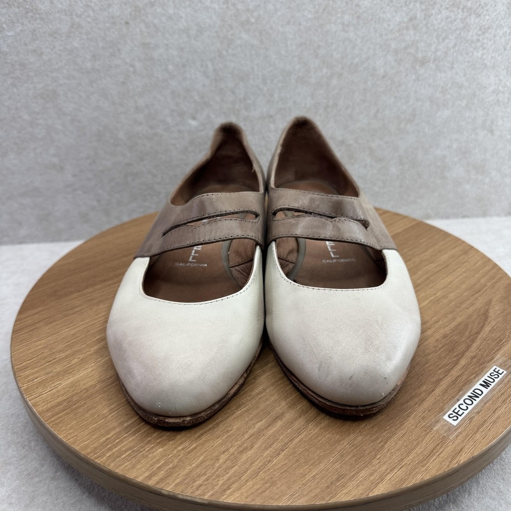 Jeffrey Campbell Shoes Womens 7 Beige Leather Mary Jane Flats Colorblock Casual - Picture 2 of 8